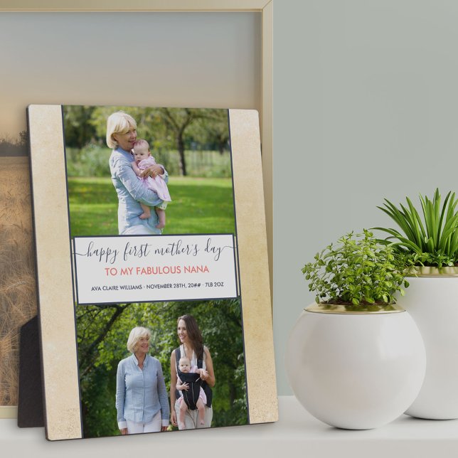 Nana First Mothers Day - 2 Photo Personalised Plaque (Creator Uploaded)