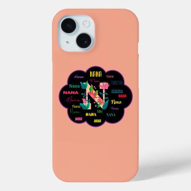 Nana Floral Flower Name Initial Case-Mate iPhone Case (Back)