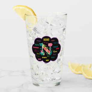 Nana Floral Flower Name Initial Glass