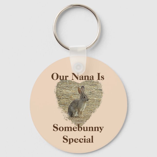 Nana From Grandchildren Animal Pun Adorable Bunny Key Ring (Front)