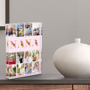 Nana Gold Floral Letters 12 Vertical Photo Collage