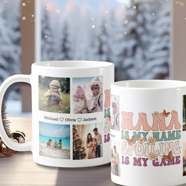 Nana Grandchildren Personalised 8 Photo Collage Coffee Mug (Creator Uploaded)