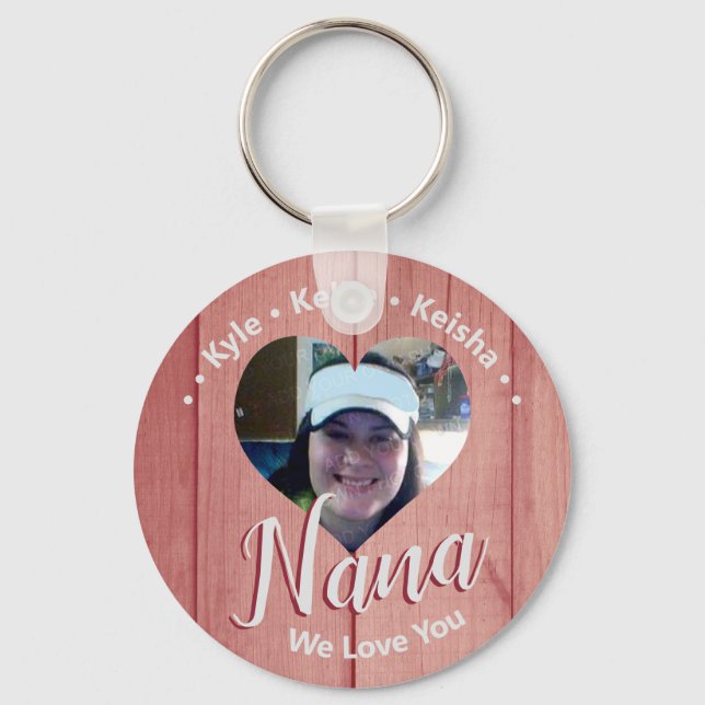 Nana Grandkids Personalised We Love You Photo Key Ring (Front)