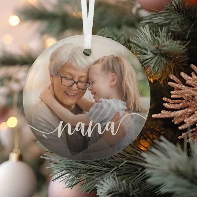 Nana Grandma Script Overlay Glass Tree Decoration (Creator Uploaded)