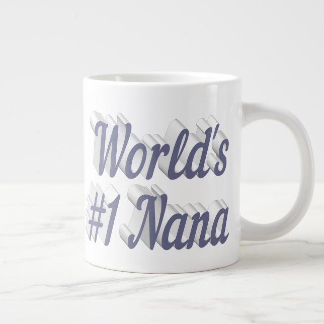 Nana grey half text Mothers Day Large Coffee Mug (Right)
