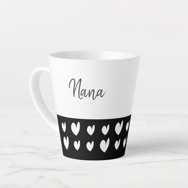 Nana Heart Champagne Black Latte Mug (Left Angle)