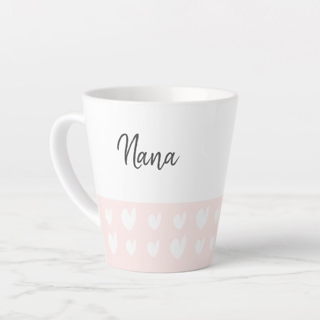 Nana Heart Champagne Pink Latte Mug (Left Angle)