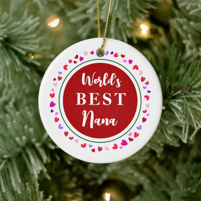 Nana Hearts Love Sign Date Christmas Gift Ornament (Tree)