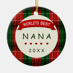 Nana Holiday Plaid Christmas Gift Ornaments