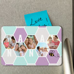 Nana Honeycomb Photo Collage 5 Photo 4 Letter Magnet<br><div class="desc">Honeycomb photo magnet, personalised with 5 of your favourite photos and printed with a 4 letter name, such as NANA. The design features a honeycomb photo collage in a pretty colour palette of lilac mint and grey and decorated with a bee. For alternative colours and different length names, please browse...</div>