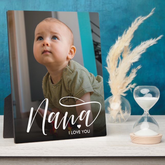 Nana I Love You Typography Photo Plaque (Side)