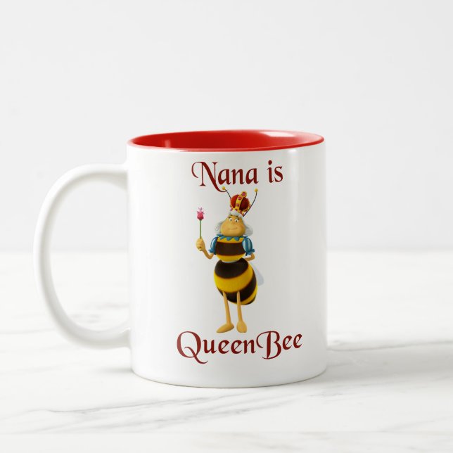 Nana Is Queen Bee Two-Tone Coffee Mug (Left)