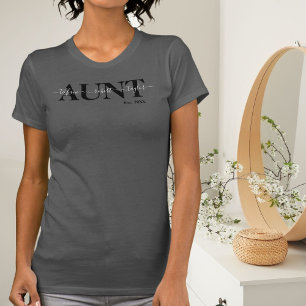 Nana Kids Names Est Year Black Elegant Typography T-Shirt