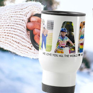 NANA Letter Cutout 4 Photo Collage Grandkids Names Travel Mug