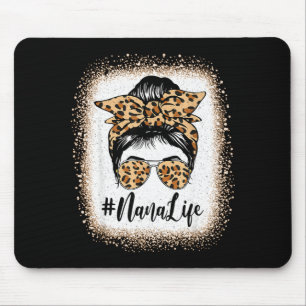 Nana life bleached leopard messy bun mother's day  mouse pad