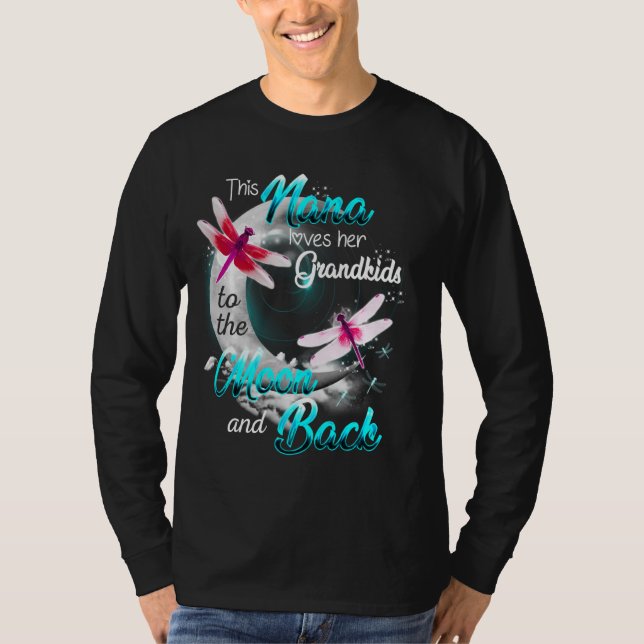 Nana Loves Her Grandkids Dragonfly Moon Women T-Shirt (Front)
