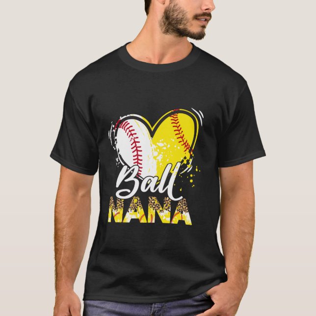 Nana of Both Baseball Softball Sport Matching Fami T-Shirt (Front)