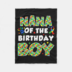 Nana of the bday boy autism awareness puzzle piece fleece blanket