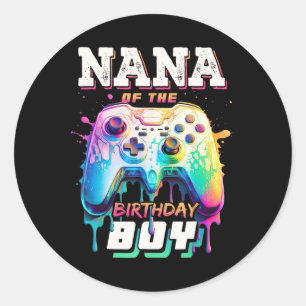 Nana Of The Birthday Boy Matching Video Game Birth Classic Round Sticker
