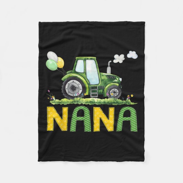 Nana Of The Birthday Boy Tractor Farm Truck Matchi Fleece Blanket (Front)