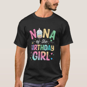 Nana Of The Birthday Girl Bubble Boba Tea Party Fa T-Shirt