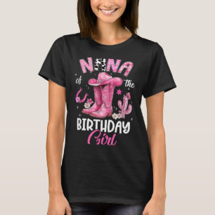 Nana Of The Birthday Girl Pink Cowgirl Western Cow T-Shirt