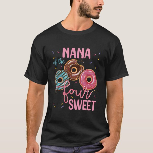 Nana Of The Sweet Four 4Th Doughnut Birthday Party T-Shirt (Front)