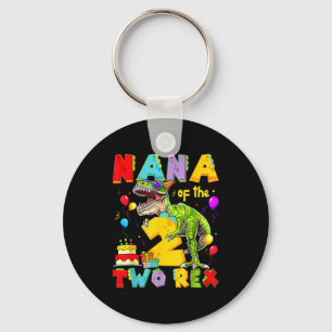 Nana of the two rex 2nd birthday boy dinosaur t-re key ring