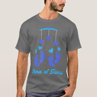 Nana of Twins Grandma Blue Feet It's a Boy Gender  T-Shirt