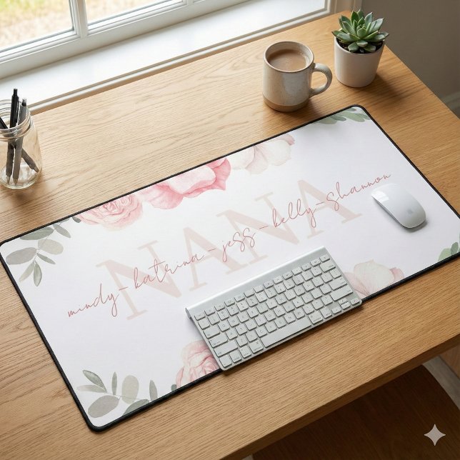 Nana Personalised Floral Desk Mat (Let your Nana know how special she is with this personalized desk mat! )