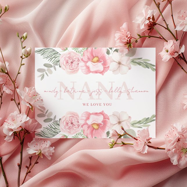 Nana Personalised Floral Greeting Card (Celebrate Nana with this personalized watercolor floral greeting card! )