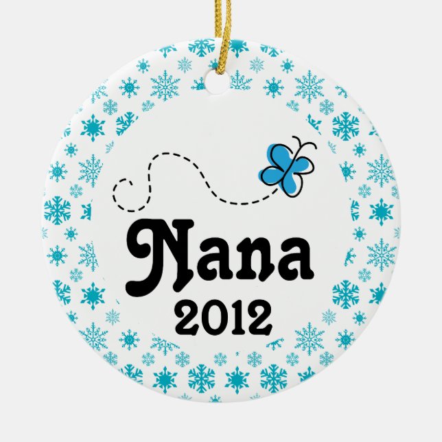 Nana Personalised Snow Christmas Ornament (Front)