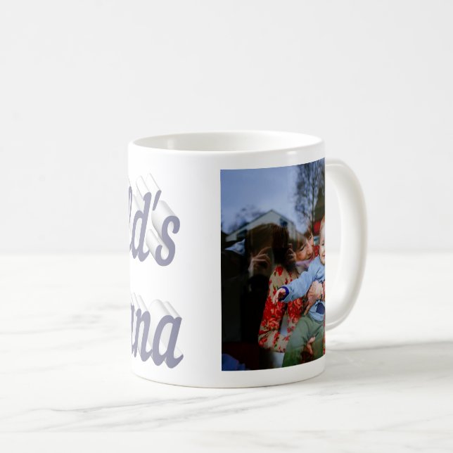 Nana photo grey text coffee mug (Front Right)