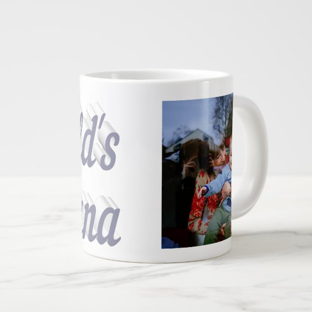 Nana photo grey text giant coffee mug (Front Right)
