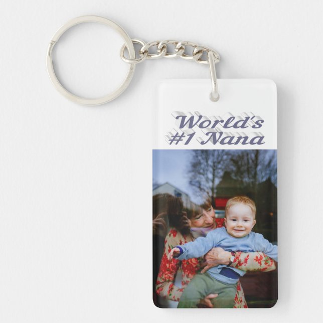 Nana photo grey text Mothers Day Key Ring (Front)