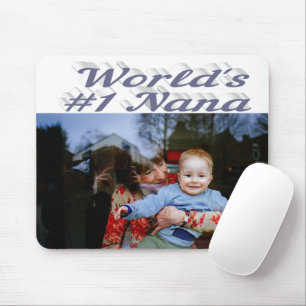 Nana photo grey text mouse pad
