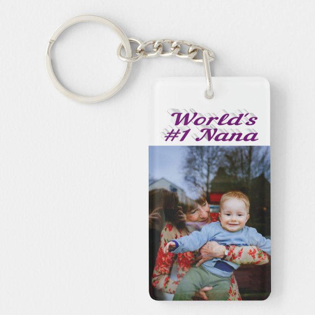Nana photo purple text Mothers Day Key Ring (Front)