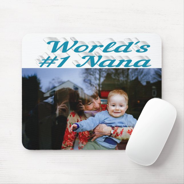 Nana photo sky blue text   mouse pad (With Mouse)