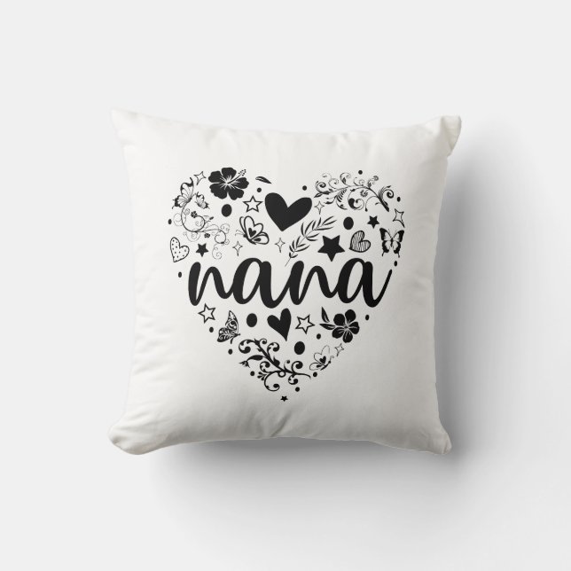 Nana Pillow, Nana Heart, Nana Pillows, Grandma Cushion (Front)