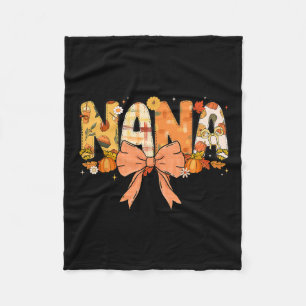 Nana Pumpkin Fall Coquette Bow Thanksgiving Mom Wo Fleece Blanket