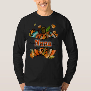 Nana Pumpkin Leopard Nana Thankful Grateful Blesse T-Shirt