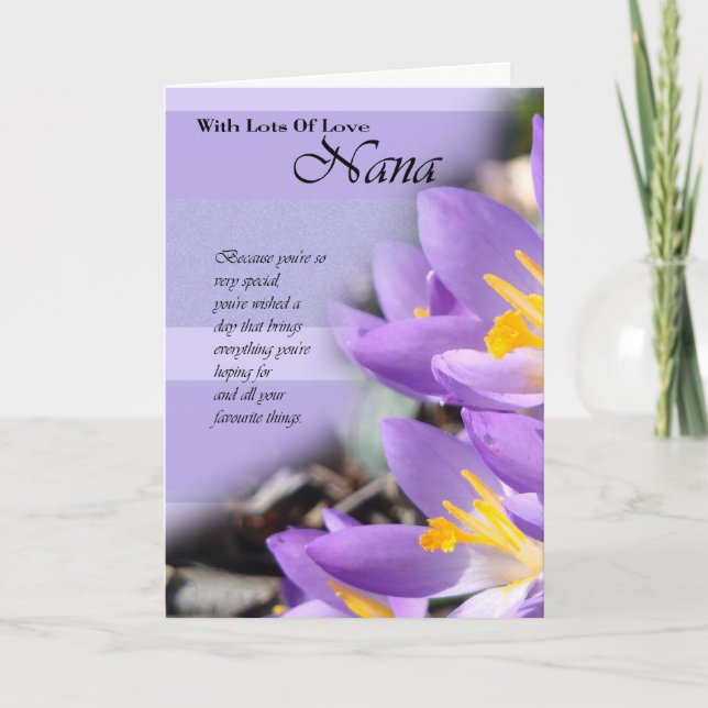 Nana purple crocus Birthday Card (Front)