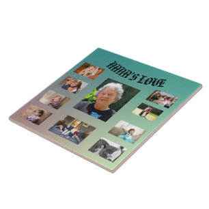 Nana’s Love Pastel Sunrise Photo Collage Design Tile
