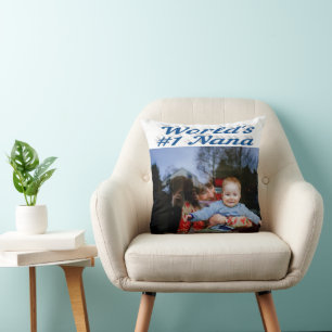 Nana sea blue text photo  cushion