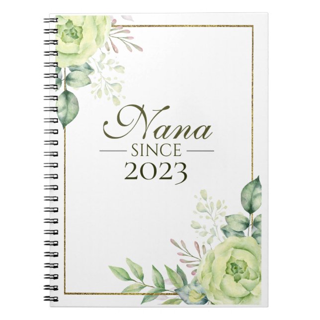 Nana Since Personalised Year Floral Handwritten  Notebook (Front)
