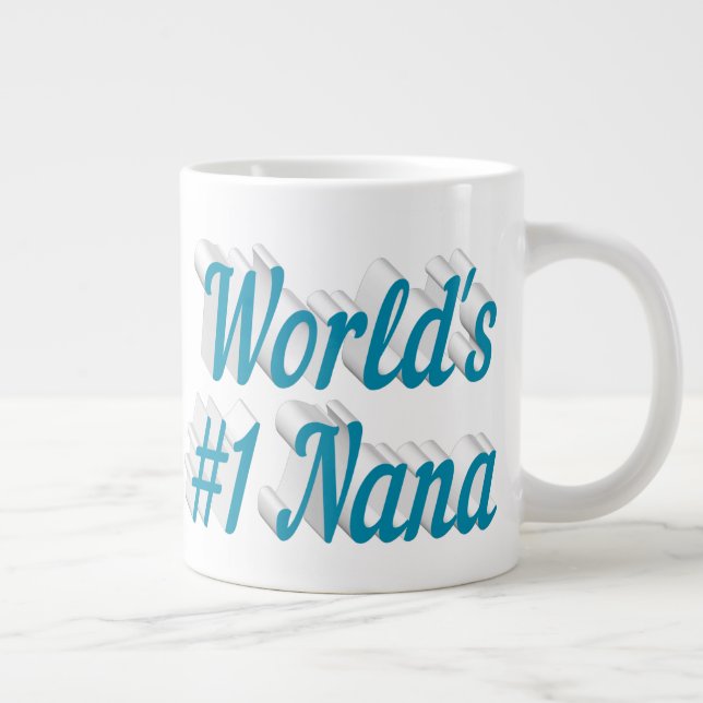 Nana sky blue half text Mothers Day Large Coffee Mug (Right)