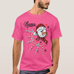Nana Snowman Candy Cane Christmas Xmas Funny T-Shirt