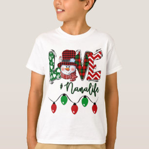 Nana Snowman Love Nana Life Christmas Light Red Pl T-Shirt