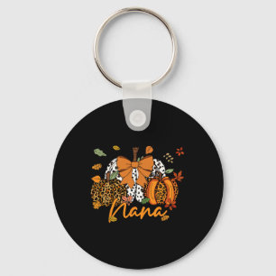 Nana Thanksgiving Leopard Pumpkin Coquette Bow Mum Key Ring