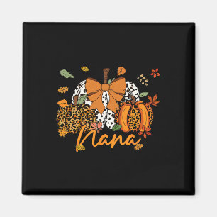 Nana Thanksgiving Leopard Pumpkin Coquette Bow Mum Magnet